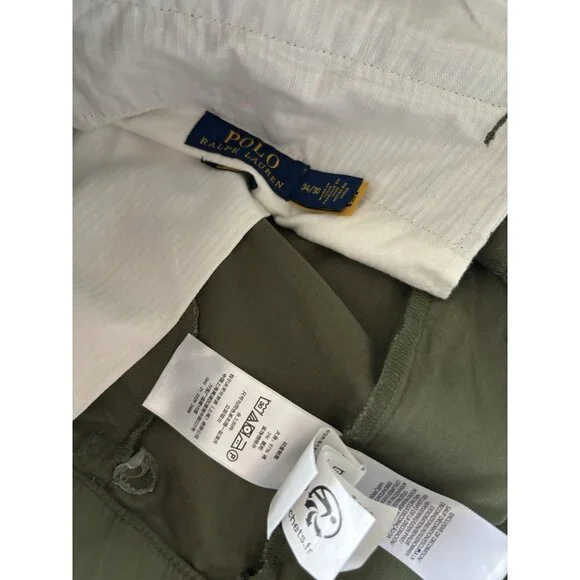 Polo Ralph Lauren Utility Cargo Pants Slim Fit Olive Green Size 34x30 Preppy NWT